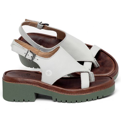 Sandália   Boho Salto de 5 cm em Couro Off-White - Codigo - 153073