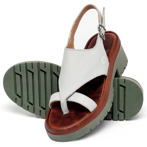 Sandália   Boho Salto de 5 cm em Couro Off-White - Codigo - 153073