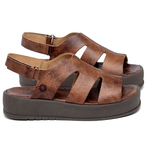 Sandália   Boho Salto de 4 cm em Couro Marrom - Codigo - 153079