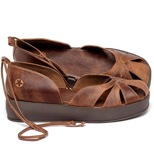 Sandália   Boho Salto de 4 cm em Couro Marrom - Codigo - 3972