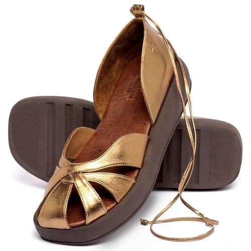 Sandália   Boho Salto de 4 cm em Couro Metalizado - Codigo - 3972