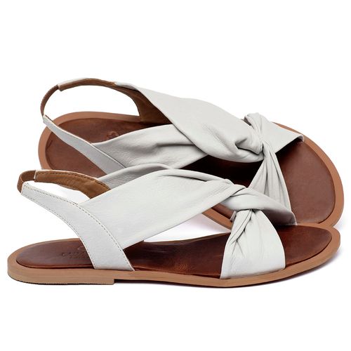 Sandália Rasteira   Flat em Couro Off-White - Codigo - 157022