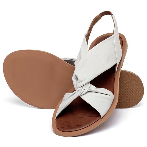 Sandália Rasteira   Flat em Couro Off-White - Codigo - 157022