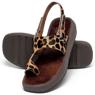 Sandália   Boho Salto de 4 cm em Couro Onça - Codigo - 3921