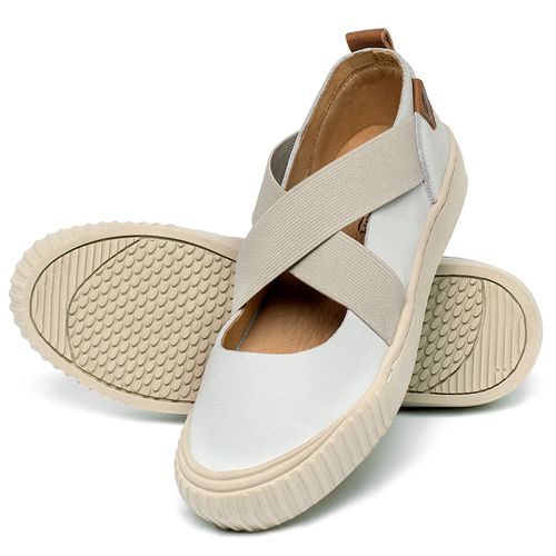 Tênis   Cano Baixo em Couro Off-White - Codigo - 153070