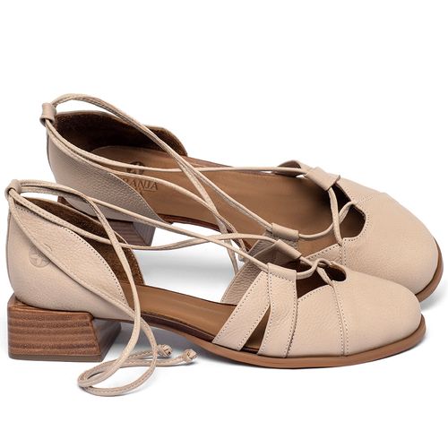Scarpin   Bico Redondo Salto de 3 cm em Couro Nude - Codigo - 3988