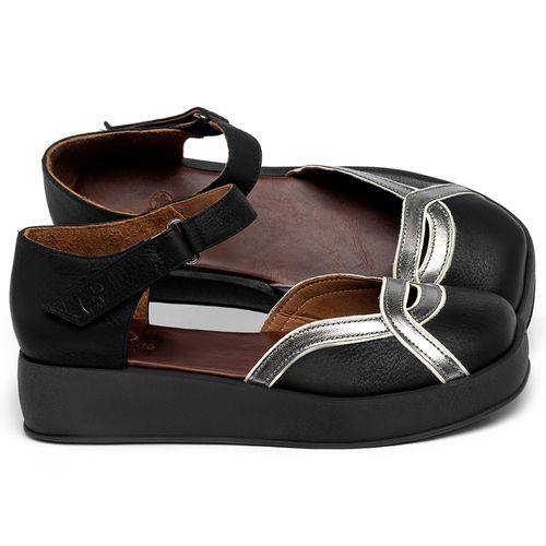 Sandália   Boho Salto de 4 cm em Couro Preto - Codigo - 3986