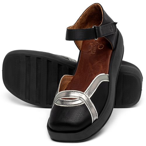 Sandália   Boho Salto de 4 cm em Couro Preto - Codigo - 3986