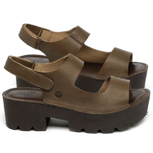 Anabela   Flatform Salto de 5 cm em Couro Caramelo - Codigo - 141348