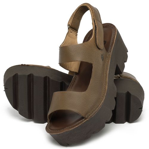 Anabela   Flatform Salto de 5 cm em Couro Caramelo - Codigo - 141348