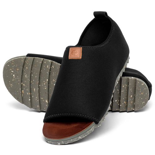 Sandália Rasteira   Flat em Neoprene Preto - Codigo - 158010