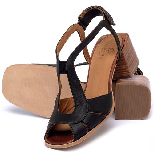 Sandália   Laranja Lima Shoes Classic Salto de 6 cm em Couro Preto - Codigo - 3799