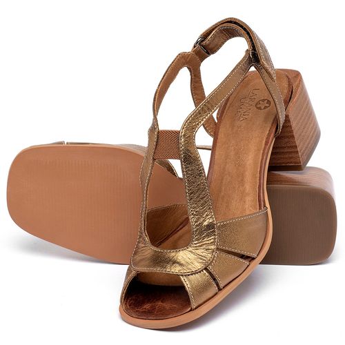 Sandália   Laranja Lima Shoes Classic Salto de 6 cm em Couro Metalizado - Codigo - 3799