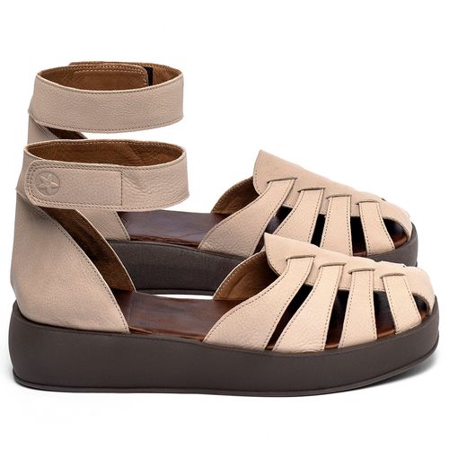 Sandália   Boho Salto de 4 cm em Couro Nude - Codigo - 3983