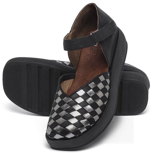 Sandália   Boho Salto de 4 cm em Couro Preto - Codigo - 3985