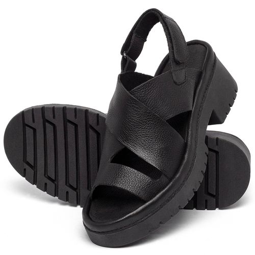 Sandália   Boho Salto de 5 cm em Couro Preto - Codigo - 153047