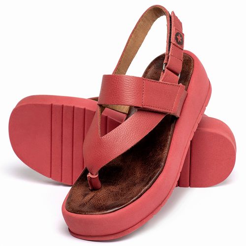 Sandália   Boho Salto de 4 cm em Couro Vermelho - Codigo - 153076