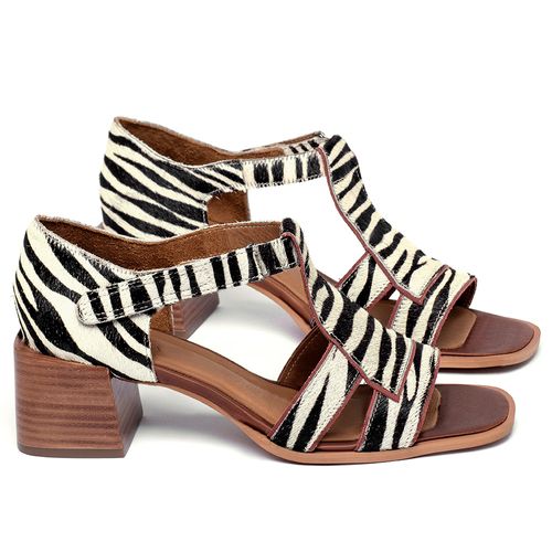 Sandália   Laranja Lima Shoes Classic Salto de 5 cm em Couro Animal Print - Codigo - 157011