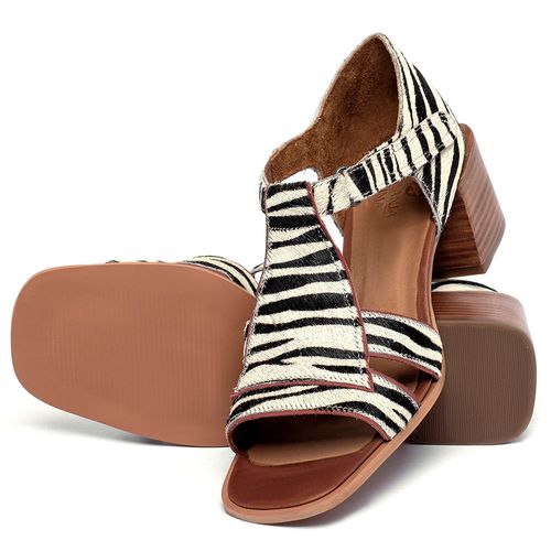 Sandália   Laranja Lima Shoes Classic Salto de 5 cm em Couro Animal Print - Codigo - 157011