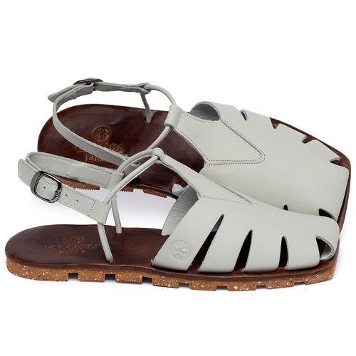 Sandália Rasteira   Flat em Couro Off-White - Codigo - 155008