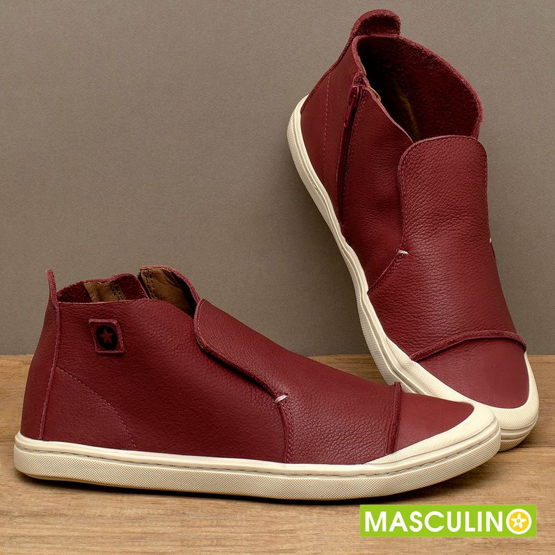 Laranja_Lima_Shoes_Sapatos_Masculinos___Tenis_Masculino___Cano_Alto_em_Couro_Vermelho_-_Codigo_-_156072_3