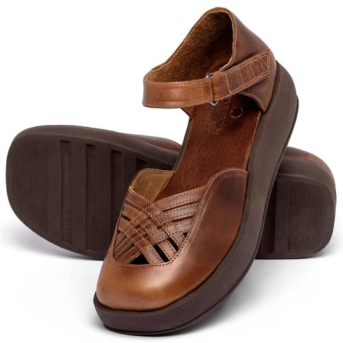 Sandália   Boho Salto de 4 cm em Couro Marrom - Codigo - 3981