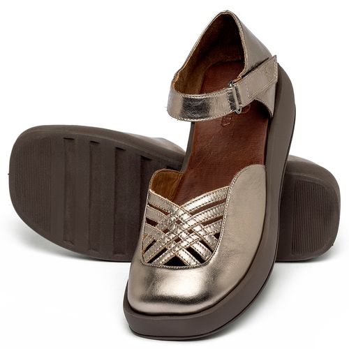 Sandália   Boho Salto de 4 cm em Couro Metalizado - Codigo - 3981