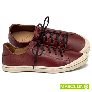 Tênis Masculino   Cano Baixo em Couro Vermelho - Codigo - 158015
