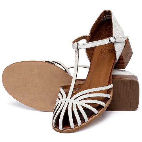 Sandália   Laranja Lima Shoes Classic Salto de 3 cm em Couro Off-White - Codigo - 3935