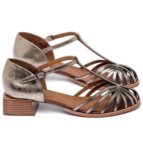Sandália   Laranja Lima Shoes Classic Salto de 3 cm em Couro Metalizado - Codigo - 3935