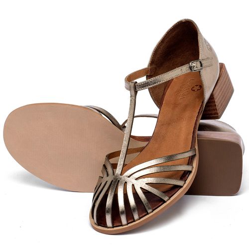 Sandália   Laranja Lima Shoes Classic Salto de 3 cm em Couro Metalizado - Codigo - 3935