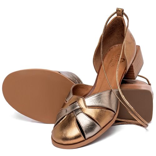 Scarpin   Bico Redondo Salto de 3 cm em Couro Metalizado - Codigo - 3989