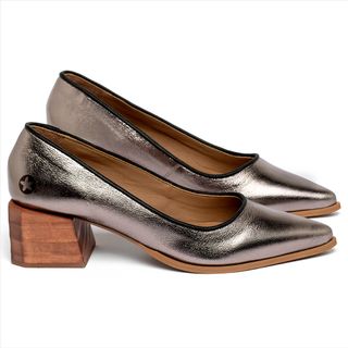 Scarpin   Bico Fino Salto de 5 cm em Couro Metalizado - Codigo - 9622