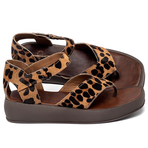 Sandália   Boho Salto de 4 cm em Couro Onça - Codigo - 157010