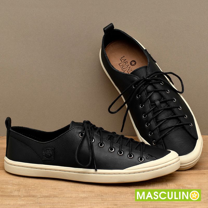 Laranja_Lima_Shoes_Sapatos_Masculinos___Tenis_Masculino___Cano_Baixo_em_Couro_Preto_-_Codigo_-_156073_3