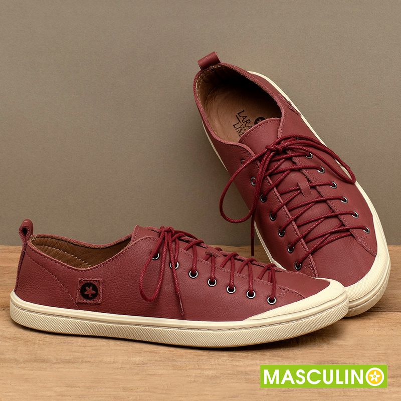 Laranja_Lima_Shoes_Sapatos_Masculinos___Tenis_Masculino___Cano_Baixo_em_Couro_Vermelho_-_Codigo_-_156073_3