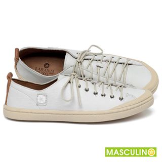 Tênis Masculino   Cano Baixo em Couro Off-White - Codigo - 156073