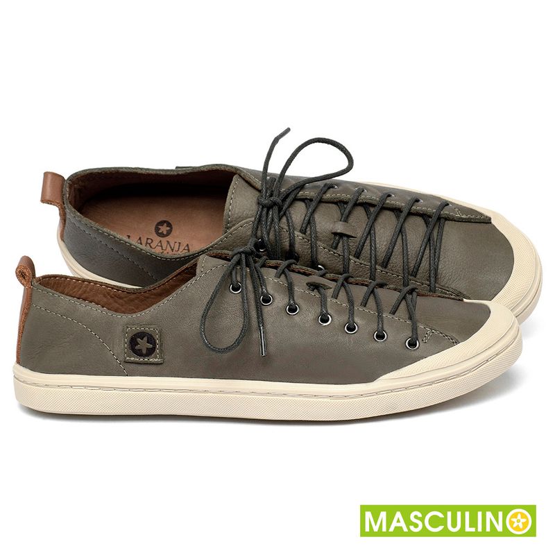 Laranja_Lima_Shoes_Sapatos_Masculinos___Tenis_Masculino___Cano_Baixo_em_Couro_Musgo_-_Codigo_-_156073_1