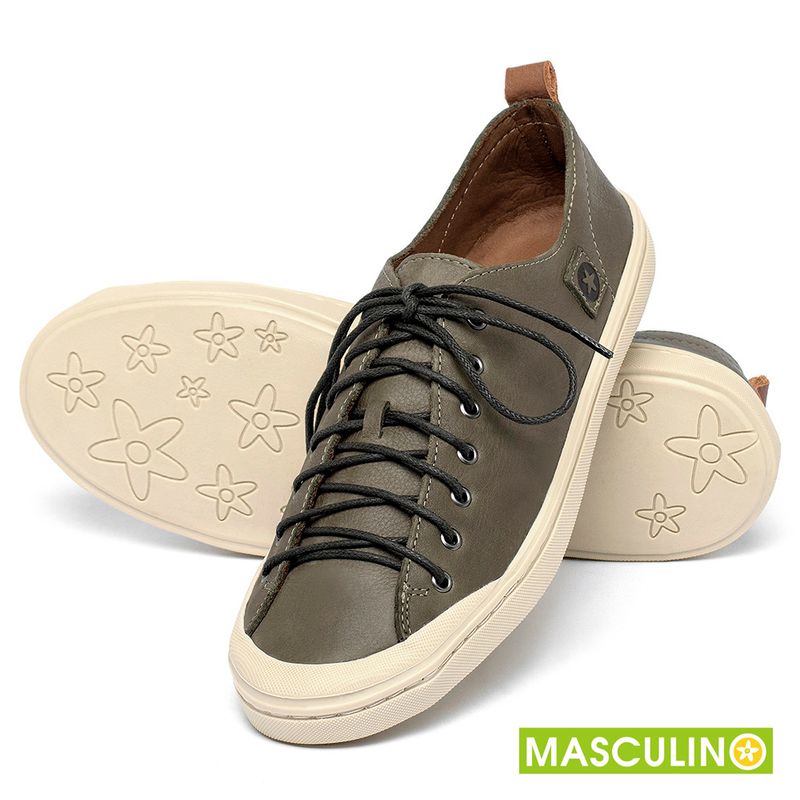 Laranja_Lima_Shoes_Sapatos_Masculinos___Tenis_Masculino___Cano_Baixo_em_Couro_Musgo_-_Codigo_-_156073_2