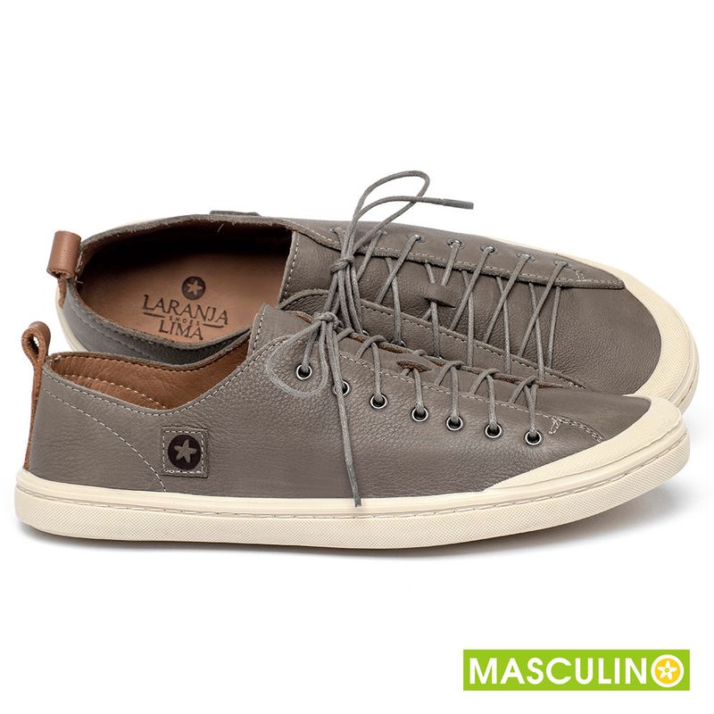 Laranja_Lima_Shoes_Sapatos_Masculinos___Tenis_Masculino___Cano_Baixo_em_Couro_Cinza_-_Codigo_-_156073_1