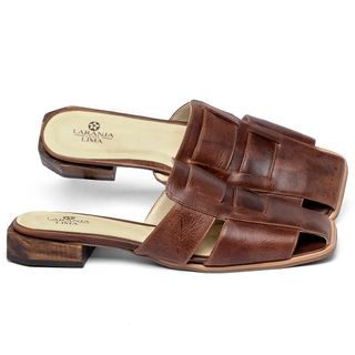Scarpin   Bico Quadrado Salto de 2 cm em Couro Marrom - Codigo - 9627