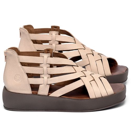 Sandália   Boho Salto de 4 cm em Couro Nude - Codigo - 3919