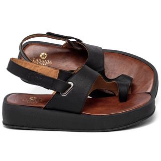 Sandália   Boho Salto de 4 cm em Couro Preto - Codigo - 3920