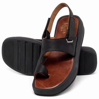 Sandália   Boho Salto de 4 cm em Couro Preto - Codigo - 3920