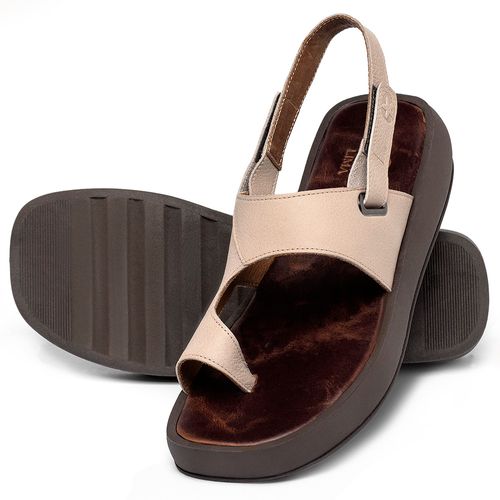 Sandália   Boho Salto de 4 cm em Couro Nude - Codigo - 3920
