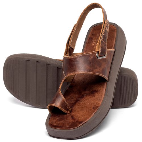 Sandália   Boho Salto de 4 cm em Couro Marrom - Codigo - 3920