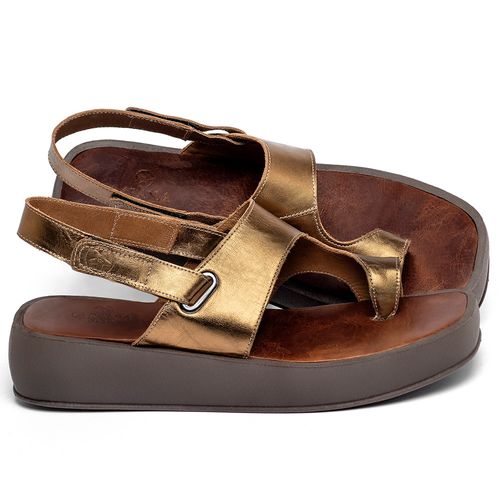 Sandália   Boho Salto de 4 cm em Couro Metalizado - Codigo - 3920