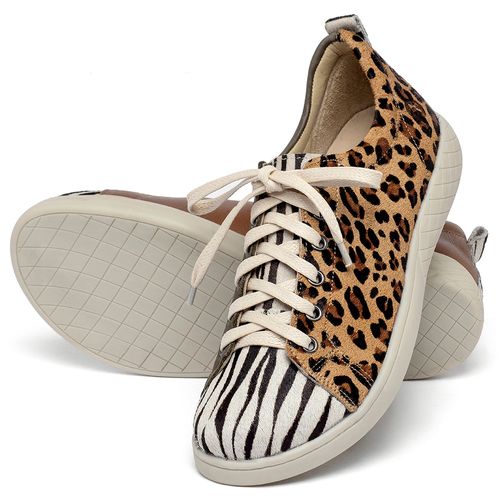 Tênis   Cano Baixo em Couro Animal Print - Codigo - 148087
