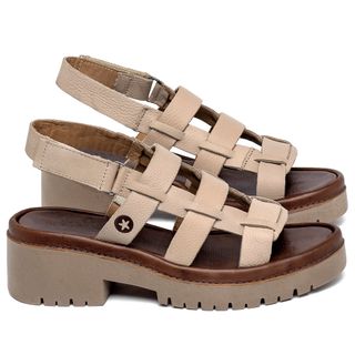 Sandália   Boho Salto de 5 cm em Couro Nude - Codigo - 153061