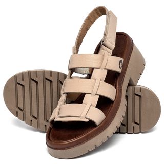 Sandália   Boho Salto de 5 cm em Couro Nude - Codigo - 153061